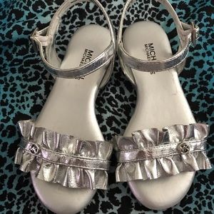 Dressy Girls Michael Kors Ruffled Silver 11 Shoes